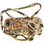 Fossil World Traveler Crossbody Vintage HandBag Barcelona Rome Barrel Canvas Bag Photo 0