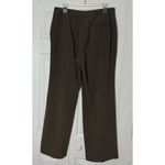 Larry Levine Brown Pinstripe Tailored Dress Pants Stretch Straight Leg Petite 12 Photo 2