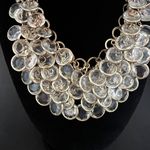 Gold Tone Clear Rhinestone Statement cosplay Bib Necklace tribal beach grandma Photo 6