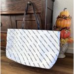 Victoria’s Secret Large Canvas Weekender Tote Duffle Bag Graffiti Print White Photo 1