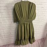Grace Karin  olive green high waisted fit and flare ruffle dress size Small retro Photo 3