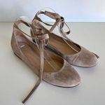 Gianvito Rossi  Suede Ankle-Wrap Ballerina Flat, Light Gray Photo 0