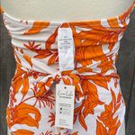 Cupshe Woman’s Orange and White Floral One Piece Plunge Halter Swimsuit Size L Photo 6