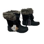 Khombu  Size 9 Boots Black Leather Lace Up‎ Faux Fur Side Zip Winter Mid Calf NWT Photo 2
