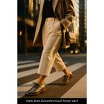 Clarks  Zante Zara Pewter Metallic Leather Oxford Shoes Women's Size 9.5 Comfort Photo 1