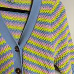 Vox Lux striped short sleeve cardigan sweater Blue Photo 1