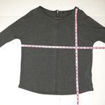 ZARA  Grey Top Back Zip Faux Leather Trim Dolman Bat Sleeve Size S Photo 6