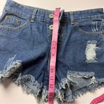 Cute and Trendy Summer Style Women's Denim Distressed Blue Shorts Size M Photo 7