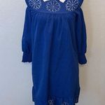 Fashion Collection blue open flower off shoulder mini dress Size XL Photo 0