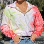 RE/DONE  x Hanes Neon Space Dye 70s Half Zip Tie Dye Sweatshirt Photo 4