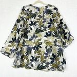 Tahari  Linen Button Up Top Size 2X Leaf Print Tropical Vacation Coastal Photo 1