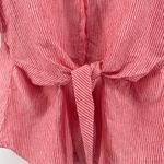 Ralph Lauren Lauren  XL Linen Red White Striped Short Sleeve Tie-Front Shirt‎ Photo 2