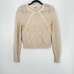 Madewell  Womens Beige‎ Merino Wool Long Sleeve Cable-knit Sweater Small Photo 7