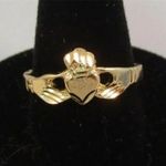 (Size 2) 14KT Gold EP Claddagh Irish Celtic Wedding Ring Photo 0