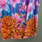 Handmade Muumuu Dress Vibrant Floral Puffed Sleeve Lily Midi Sequin Woven Detail Size M Photo 5