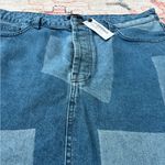Nasty Gal  Blue Denim Patch Print Raw Hem Micro‎ Mini Skirt Photo 1