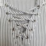 Maurice's Striped lace up top with crochet lace sleeves Photo 3