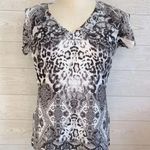Apt. 9  black & white abstract print embellished short sleeve top Size Small Photo 0