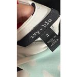 Ivy + Blu Women faux wrap side tie large palm leaf print dress size 4 White Photo 6