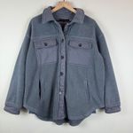 English Factory  Oversized Jacket Women's‎ Large Grey Fleece Button Down Shacket Photo 0