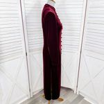 Vintage Eva Tralala Paris Stretch Velvet Button Front Duster Jacket Red Small Photo 2