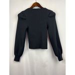 Women’s Lulu’s Small Black Long Sleeve Cropped Shirt with Poofed Sleeves Photo 2