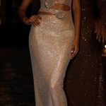 Meshki -  Stassie embellished Nude Strapless Flower Rose Diamante Maxi Dress Photo 9