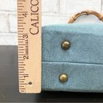 Handmade Blue Embroidered Butterfly & Flowers Wooden Top Handle Chain Strap Bag Photo 11