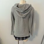 Crescent  Gray Plaid Flannel Layered Hoodie Size Small Photo 3