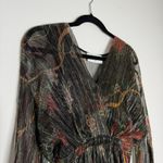 Ba&sh Hendrix Floral Metallic Plissé Knit Long Sleeve Maxi Dress Size 0 XS Black Photo 3