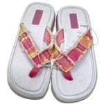 Skechers Vintage Y2K White Pink Thong Sandals Women’s 11 Chunky Plaid Comfort Photo 8