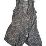 Rampage Small Button Up Vintage Floral Black White Tie Back Tank Sleeveless Top Photo 0