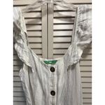 Dip White/Blue Striped Ruffle Straps Button Down Linen Maxi Sundress‎ Size 10 White Photo 2