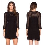 Free People  Rosalind Crochet Open Knit Bell Sleeve Mini Dress Black Sz XS Boho Photo 3