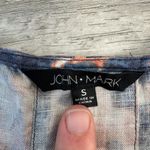 John Mark  Linen Pink Blue Pattern Cold Shoulder 3/4 Sleeve Top B13 Photo 1