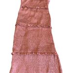 Mable x Pinkblush Mauve Smocked Satin Dress Tiered Spaghetti Strap Size Medium Pink Photo 4