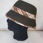 COLOMBINO Wool Plaid Belted Bucket Hat Brown Photo 2