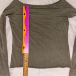 Brandy Melville Olive Green Bonnie Top Long Sleeve, Off Shoulder, Hip-Length Top Photo 5