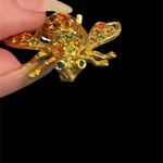 Joan Rivers  Vintage Gold Tone and Red Crystal Insect Brooch Pin Photo 1