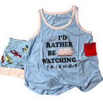 Friends Blue and Pink Tank Top and Shorts Pajama Set Photo 0