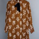 SheIn Long Sleeve Auburn White Floral Print & Black Bow Mini Dress Size M Photo 0