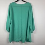 Catherines Womens Top 2X Green 3/4 Sleeve Mature Office Lightweight Blouse Flowy Photo 4