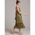 SABINA MUSAYEV Isabello Plisse Midi Dress, Moss Green, Medium Green Photo 4