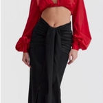 House Of CB HOUSE‎ OF CB 'Arla' Black Draped Silk Maxi Skirt NWOT size L Photo 0