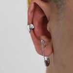 Safety Pin Earrings, Silver Safety Pin Earrings Photo 4