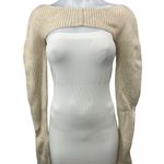 Danielle Guizio  Cream Beige Cashmere Wool Ribbed Knit Bolero Crop Top Size S Photo 0
