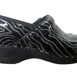 Dansko  XP 2.0 Glitter Waves Black Clogs Metallic Print Slip On Nurse Shoes 7.5 Photo 4