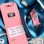 Chi Chi London Reign or Shine Teal Metallic Lace Sleeveless Midi Prom Dress NWT Photo 3