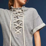Anthropologie  t‎ la lace up gray sweatshirt XS Photo 0