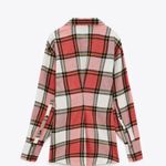 ZARA Red Check Short Darts Button Down Top Dress Photo 6